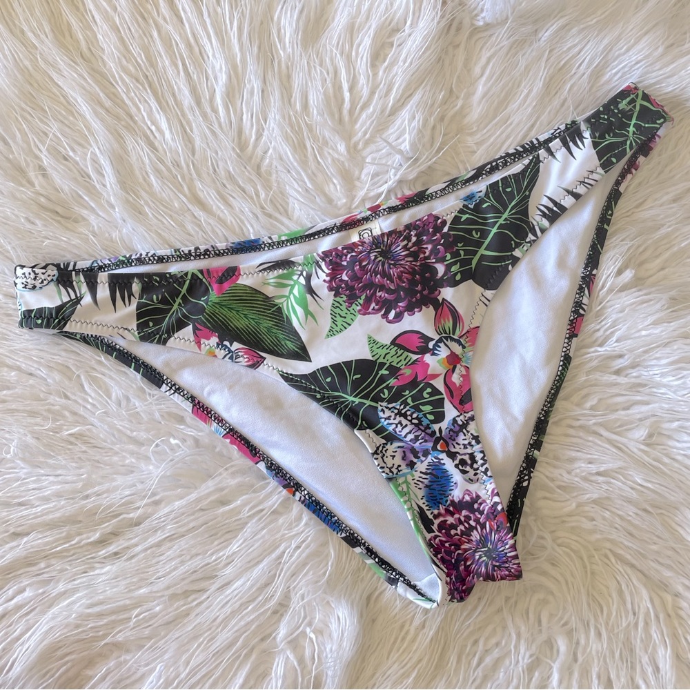 XXL Tropical / Floral Print Moderate Coverage Bikini Bottom